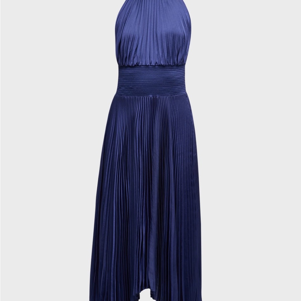 A.L.C. Midnight Blue Pleated High Low Dress